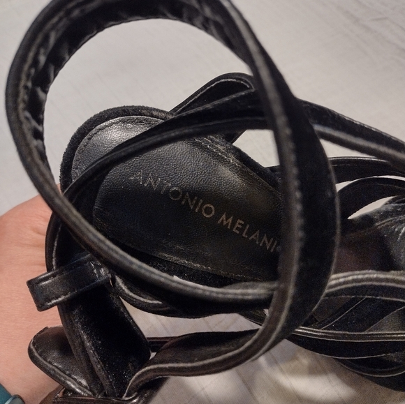 Black Velvet Antonio Melani Strappy Heels - Picture 6 of 10